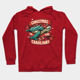 Christmas In The Carolinas Sea Turtle With Santa Hat Hoodie